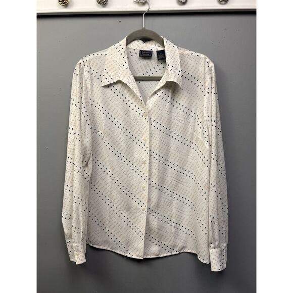 Laura Scott Shirt Womens Plus Size 18 Top Button Up Semi Sheer Polka Dot Office - Picture 1 of 6